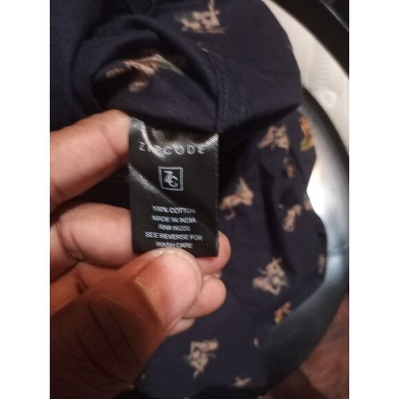 New Men's Zip Code Ricky Singh Short Sleeve Blue Button Up Shirt Small S All Ove - Picture 9 of 11